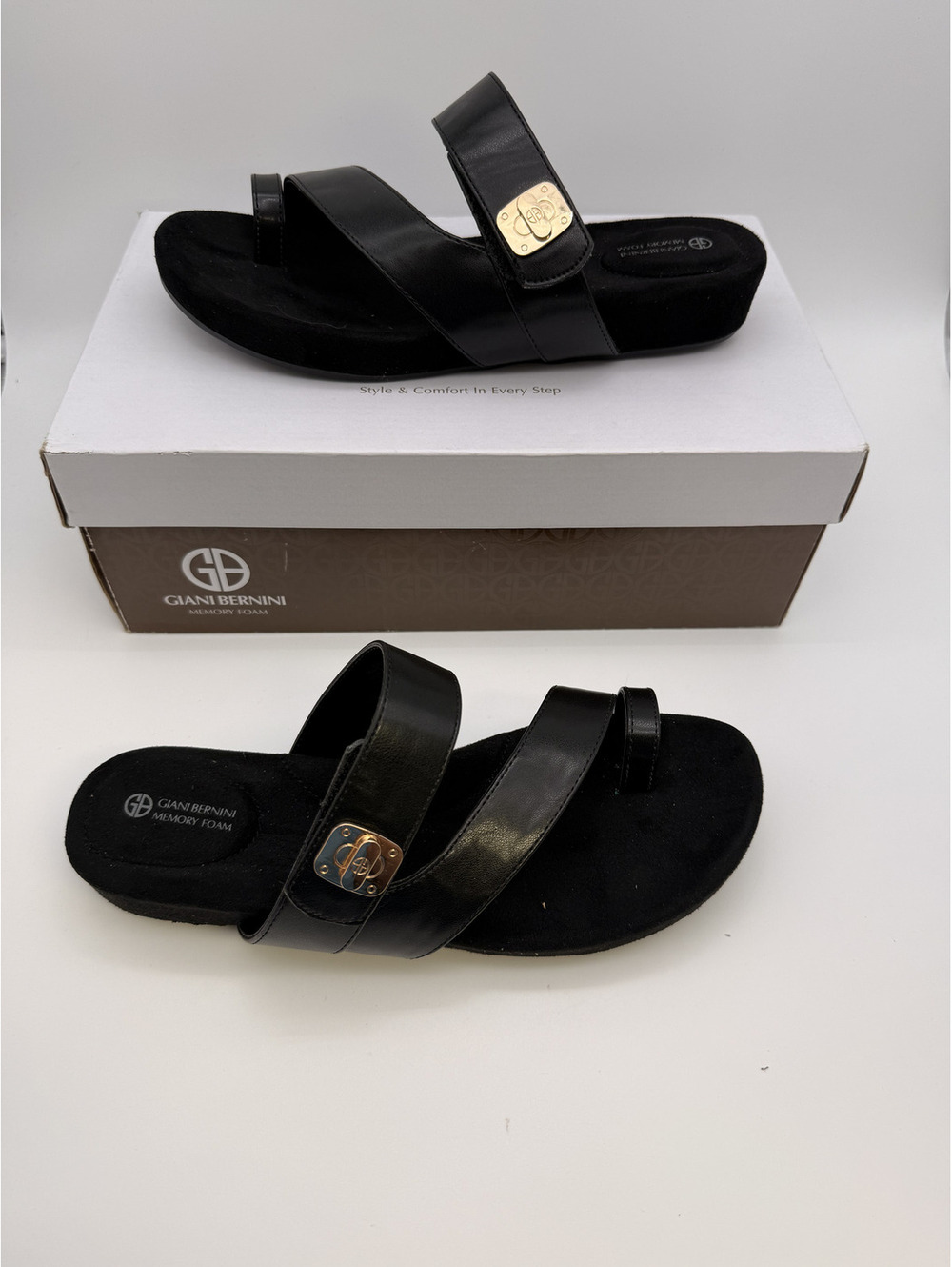 Giani Bernini Rilleyp Black Slide Sandals Size 7.5 M